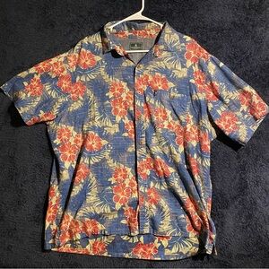G.H. Bass & Co. Blue and Red Floral Men's Hawaiian Shirt